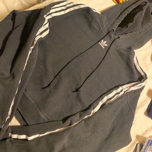 Adidas cropped stripped hoodie
